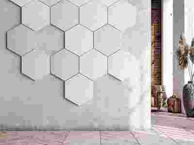 Hexagon formede akustiske vægpaneler